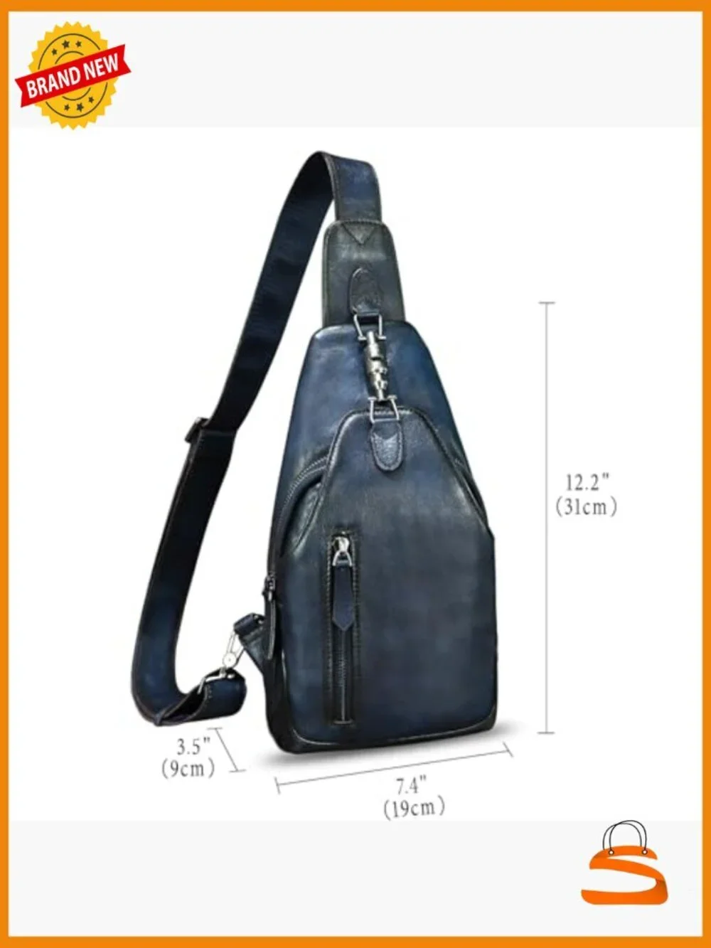Vintage Handmade Genuine Leather Sling Backpack Crossbody Bag